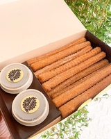 Boîte d'emballage à emporter en papier écologique personnalisée avec poignée pour churros, frites, sauces, gâteaux, donuts, sushis, brownies, biscuits