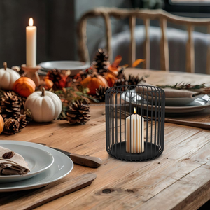 Porte-bougie en fil métallique noir, support décoratif pour bougie de table, pour la maison, le salon, la salle à manger et la décoration intérieure - Product Image 3