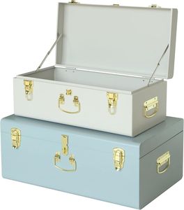 Classic Handmade Steel <b>Storage</b> Trunk with Decorative Hardware for Living Room Bedroom and Entryway Organization - Product Image 5
