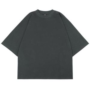 <b>Men's</b> Oversized Black <b>Turtleneck</b> T-Shirt Plus Size Streetwear Knitted Cotton Solid Color Loose Fit Boxy Cut <b>Top</b> - Product Image 3