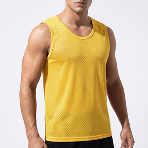 <b>Mens</b> Sports Quick Dry <b>Tank</b> <b>Top</b> Solid Basketball Custom Logo Mesh Vest Breathable Running Active Exercise 100% Polyester High - Product Image 2