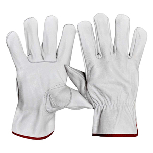 Gants de travail blancs en cuir de mouton industriel, gants de conducteur en cuir de chèvre, gants de soudage TIG en cuir pleine fleur non doublés - Product Image 2