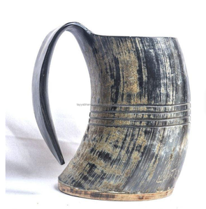 Tasse à boire Viking en corne de buffle faite à la main Nouveau design pour la bière et le café d'Inde - Product Image 4