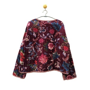 Chaqueta de terciopelo acolchado de algodón Vintage hecha a mano para mujer chaqueta de invierno de elegancia Bohemia India chaqueta cómoda con estampado de rayas - Product Image 6