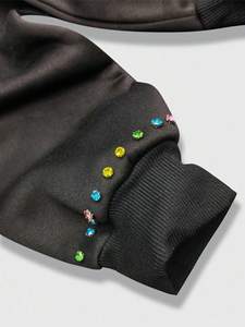Sudaderas con capucha de lujo Y2K con cremallera y pedrería de cristal para hombre, ropa urbana con diamantes de colores, algodón grueso, logotipo personalizado - Product Image 5