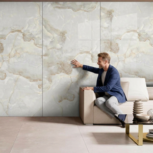 Large Format Claudia Onyx <b>White</b> High <b>Gloss</b> Porcelain Sintered Stone Slabs 1600x3200mm 12mm for Luxury <b>Dining</b> & Bedroom Interiors - Product Image 3