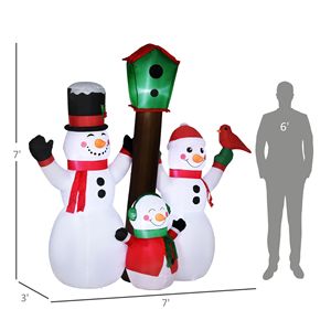 Decorazioni Natalizie Gonfiabili da Esterno LED 7ft, Famiglia di Pupazzi di Neve con Uccello e Casetta per Decorazioni da Giardino - Product Image 3