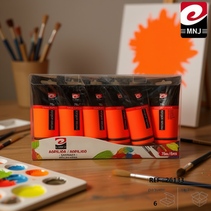Pintura Acrílica Fluorescente Naranja, 75 ml, para Papel - Product Image 2