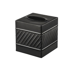 Boîte à mouchoirs en métal noir martelé pour accessoires de salle de bain, décoration esthétique, cube à serviettes faciales pour décoration moderne de la maison - Product Image 6