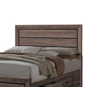 Lit Queen avec rangement, revêtement en tissu taupe délavé - Product Image 4