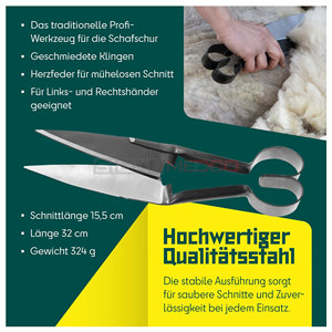 Horse Shears Commercial Grade Reusable Germany Stainless Steel Self <b>Sharpening</b> <b>Blades</b> Heart Spring 6.1 Inch Straight Cutting - Product Image 6