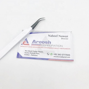 Venta al por mayor profesional de acero inoxidable J Curve pinzas de agarre de pestañas logotipo personalizado blanco polvo recubierto negro sólido extensiones de pestañas - Product Image 3