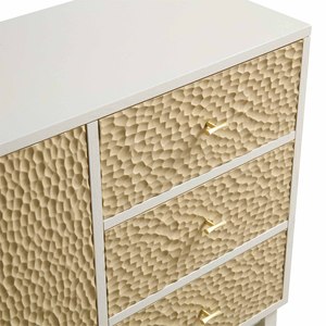 Commode de chambre moderne, idéale pour appartement, avec finition grain blanc texturé, console de rangement pour salon, salle à manger et entrée - Product Image 3