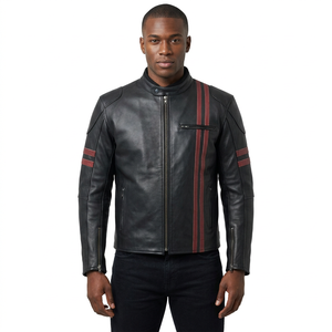 Veste de motard en cuir sur mesure avec poches pour protections amovibles Fabricant OEM - Product Image 1