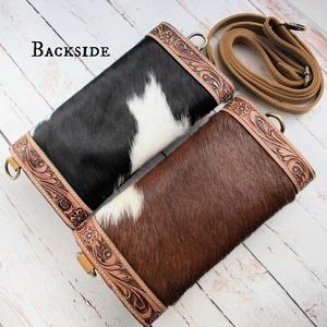 Cartera de cuero con herramientas occidentales Cartera de cuero de vaca con correa cruzada Bolso de mano de cuero cruzado diario para mujer - Product Image 4