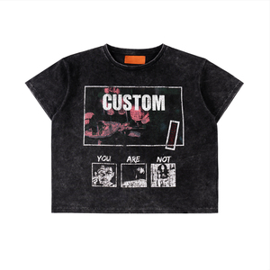 เสื้อยืดสตรีทแวร์ทรงบ็อกซี่สำหรับผู้ชาย ขายส่ง เสื้อยืดโอเวอร์ไซส์ ผ้าฝ้าย 100% เนื้อหนา ระบายอากาศได้ดี แขนสั้น ความยาวครอป - Product Image 3