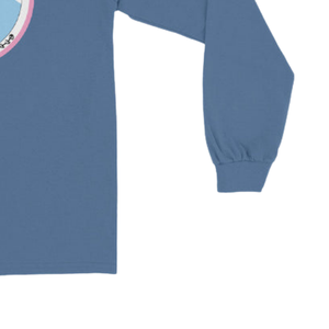 T-shirt unisexe à manches longues en denim bleu avec broderie graphique, col rond, décontracté, en mélange de coton, pour un usage quotidien et une mode décontractée - Product Image 6