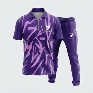 Uniforme de cricket 100% polyester à impression numérique, unisexe, avec nom d'équipe personnalisé, manches courtes, col rabattu, taille élastique, coupe athlétique - Product Image 6