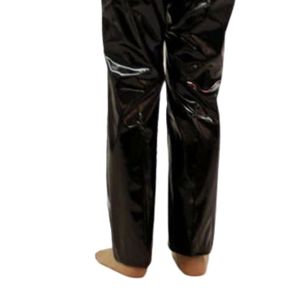 Leggings en similicuir noir pour femme, taille haute, coupe ajustée, brillants, écologiques, pantalon de mode extensible, pour club, soirée, décontracté - Product Image 4