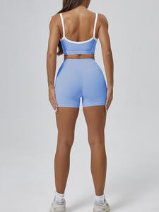 Conjunto deportivo sin costuras de 3 piezas para mujer: sujetador deportivo, leggings de yoga de cintura alta y chaqueta con cremallera y orificios para los pulgares. - Product Image 5