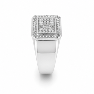 925 Sterling Silver Square Micro Pave Cubic Zirconia Signet <b>Ring</b> for <b>Men</b> Wedding Party Gift High Polish Finish - Product Image 4