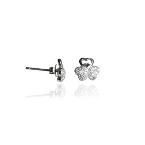 Magnifiques boucles d'oreilles en argent avec diamants en forme de trèfle, bijoux élégants et étincelants pour femmes et filles, à porter lors de mariages et de fêtes - Product Image 2