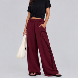 Pantalones deportivos anchos de poliéster y algodón para mujer, estilo informal, holgados, con logotipo y diseño personalizados. - Product Image 4
