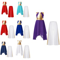 6-16 enfants filles louange culte tenue de danse robe métallique avec pantalon ensemble liturgique danse lyrique cérémonie choeur Festival événement
