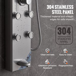 Sistema de Panel de Ducha de 5 Modos con Pantalla Digital y Cabezal de Ducha Tipo Lluvia |   8 chorros de masaje |   Boquilla para Bañera con 3 Configuraciones |   [Marca/Fabricante] - Product Image 6