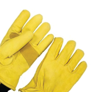 Yellow Leather Work <b>Gloves</b> <b>Knit</b> Wrist Anti-Slip Abrasion Resistant General Purpose Safety <b>Gloves</b> - Product Image 3