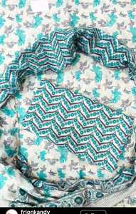 Hermosa Tela de Algodón Estampada a Mano con Motivos Florales Indios para Confección de Trajes Salwar, Material de Algodón sin Coser para Vestidos - Product Image 3