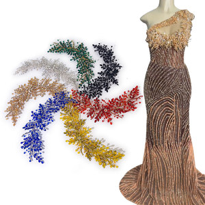 3 4 sleeve beaded dress Mac Duggal 3/4 Sleeve Beaded Trim Patch Pocket Midi Dress