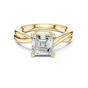 แหวนทองคำแท้ 14K ดีไซน์เนอร์ ประดับเพชรทรง Asscher แบบสี่ขา ฝังเพชรเพาะเลี้ยงในห้องปฏิบัติการ ได้รับการรับรองจาก GRA เครื่องประดับสำหรับผู้หญิง - Product Image 3
