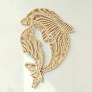 Adorable Escultura de Pared Colgante en Forma de Delfín, Estilo Bohemio, de Mimbre, Decoración Tejida para el Hogar, Decoración para Cuarto de Bebé - Product Image 5