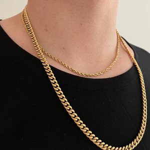 Gold Plated Zinc Alloy Rope Chain Necklace Unisex Hiphop Style Daily Wear Fashion Chains Jewelry Accessories - Product Image 1