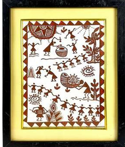 Pintura Metálica Colorida Hecha a Mano en 3D con Diseño Folclórico de Bihar Madhubani de Jharkhand para Decoración de Sala de Estar - Product Image 3