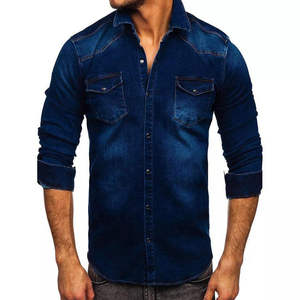 Professional Custom Men Denim Shirt Long Sleeve Breathable High Grade Cotton Blend Casual Slim Fit Streetwear OEM Customized - Product Image 4