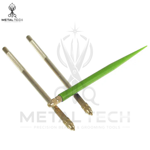 Juego de agujas de ventilación de latón metálico con mango de plástico verde, microganchos de acero, herramientas profesionales para la elaboración de pelucas de encaje - Product Image 2
