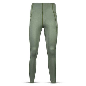 High Waist Olive Green Yoga <b>Leggings</b> <b>With</b> <b>Pockets</b> Full Length Four-Way Stretch Activewear Pants For Women - Product Image 3