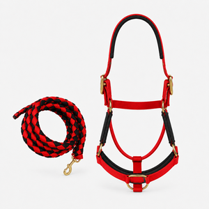 Horse <b>Halter</b> 1 Inch Nylon Double & Tripled Stitched(1-ply Thick 2.4mm) Breathable Pad Cover, on Head & Nose Cheap Price - Product Image 5