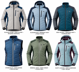 Vêtements de randonnée personnalisés pour l'hiver et les conditions climatiques froides |   Blocs de couleur vert sarcelle, six variations de couleurs |   Vêtements de randonnée pour hommes | - Product Image 5