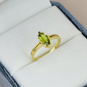 Natural <b>Peridot</b> <b>Ring</b> Solid 925 Sterling Silver Gold Plated Marquise Gemstone Prong Setting Classic Women Engagement <b>Ring</b> - Product Image 3