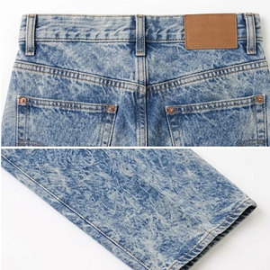 Men's <b>Jeans</b> American High Street Faded Trendy Brand Loose Straight Mid Elastic <b>Button</b> <b>Fly</b> Long Acid Wash 100% Cotton - Product Image 5