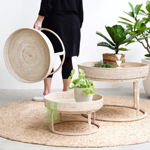 HNH Craft Plateau rond en rotin avec support Bac de rangement en osier pour l'affichage des aliments pour le pique-nique et la décoration intérieure OEM au Vietnam - Product Image 3