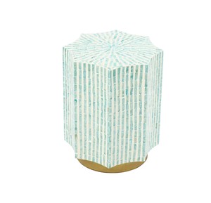 Taburetes acanalados en forma de estrella verde, mesa auxiliar pequeña de mosaico artesanal de nácar para decoración de sala de estar y dormitorio. - Product Image 1