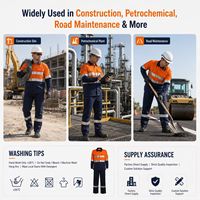 Seragam Kerja Bahan Campuran Katun/Poliester Tahan Api CE, Kemeja Kerja Berkancing Reflektif Visibilitas Tinggi untuk Industri Pabrik Bersertifikasi OEKO-TEX