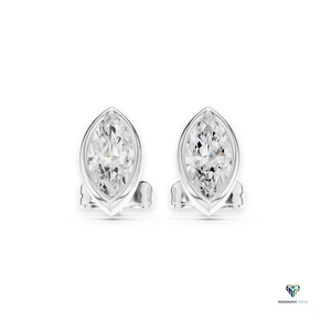 2.50 TCW White <b>Gold</b> Marquise Lab Grown Diamond Three Piece Jewelry Set in 18K <b>Solid</b> <b>Gold</b> Bezel Setting <b>Pendant</b> and Earrings - Product Image 1
