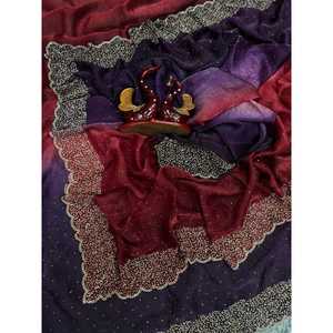 Designer <b>Cocktail</b> <b>Dresses</b> Original Jarkhan Diamond Work <b>Purple</b> Size M Saree - Product Image 4