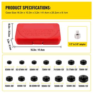 Set di 14 Chiavi per Filtro Olio in Acciaio Resistente, Profilo Basso 3/8'', per Manutenzione Veicoli - Product Image 4