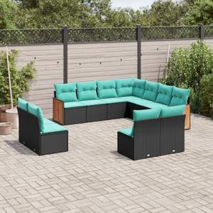 Conjunto de Sofás para Patio en Negro y Azul, Colección de Muebles Elegantes para Exteriores - Product Image 1